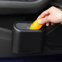 Thùng rác mini có nắp, hộp đựng rác có chốt cài treo thành cửa treo lưng ghế ô tô, xe hơi- Hàng chính hãng - Màu Đen