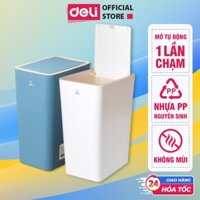 Thùng Rác Nắp Bật Nhấn Deli - Sọt Rác Nhựa PP Nguyên Sinh Hạn Chế Mùi Hôi, Ẩm Kháng Khuẩn Văn Phòng