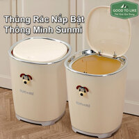 Thùng Rác Nắp Bật Thông Minh SunMi Hình Cún Cưng Dung Tích 8L Tiết Kiệm Không Gian.Sọt Đựng Rác Phòng Tắm,Nhà Vệ Sinh