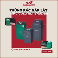 Thùng rác nắp lật nhựa dẻo HDPE 40 lít, 60 lít siêu bền, giá tốt