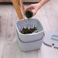 Thùng Rác NBANLIKE, Thùng Rác Thực Phẩm Nhà Bếp 2 Tầng 6.8L, Hộ Gia Đình Có Ống Thoát Nước Có Tay Cầm Trà Nhựa Thùng Rác Bàn