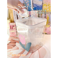 Thùng rác nhỏ để bàn dễ thương, thùng rác acrylic trong suốt hình vuông cho bể cá betta