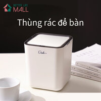 Thùng rác nhỏ để bàn vuông có nắp, thùng rác mini trên bàn cà phê cho phòng ngủ, phòng khách