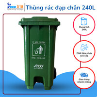 Thùng Rác Nhựa 240 LÍT, THÙNG RÁC ĐẠP CHÂN CHÂN 240 LÍT Có Bánh Xe, Thùng Rác Xanh Lá.