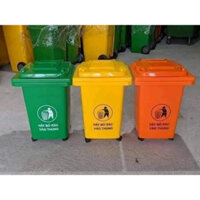 Thùng rác nhựa 60 lít - Xanh, Vàng và Cam, thùng rác gia đình, thùng rác công cộng