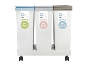 Thùng rác nhựa Hiro Inochi HIN.RAPL.003N 60 lít 3 ngăn