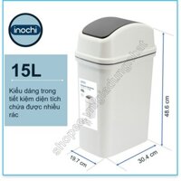 Thùng Rác Nhựa Nắp Lật Inochi 15 Lít Rất Đẹp Làm Sọt Rác Văn Phòng, Khách Sạn, Đựng Rác Gia Đình, Để Bàn Trong Nhà (tiêu