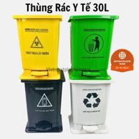 Thùng rác nhựa - Thùng rác y tế đạp chân và mở nắp 30L, thùng rác công cộng  tiện ích