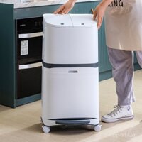 Thùng rác phân loại rác gia đình hai lớp, thùng rác nhà bếp đặc biệt có bánh xe, thùng rác cao và thấp, phân chia khô và ướt