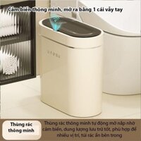 Thùng rác thông minh tự mở nắp UFOR dung tích12L, có vòng cố định túi rác ẩn, chạy pin con thỏ