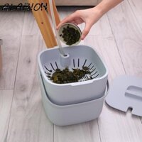 Thùng rác thực phẩm nhà bếp ALARION, 6.8L có hộp đựng rác thoát nước, Thùng rác trà 2 tầng bằng nhựa di động có thể tháo rời