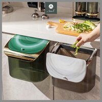 Thùng rác treo tủ bếp, thùng rác treo cửa tủ thông minh nhựa cao cấp vành kẹp túi rác phong cách Bắc Âu hiện đại ASSEL