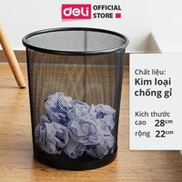 Thùng rác văn phòng lưới Deli - Sọt đựng rác - Màu đen - 28cm - 9188E9190 - 9188 190x275x234mm