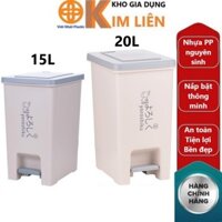 Thùng rác vuông HOKORI 15L / 20L nhựa VIỆT NHẬT - Ruột rời, quai xách, đạp chân nắp bật - Nhà bếp, văn phòng - 8062/63