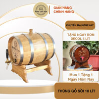 Thùng Rượu Gỗ Sồi 10 Lít Vòi Crom, Bình Gỗ Sồi Nhập Khẩu, Hàng chuẩn loại 1