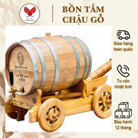 Thùng r.ư.ợ.u gỗ sồi 20L ⚡ GỖ CAO CẤP ⚡ Thùng đựng r.ư.ợ.u kèm xe kéo pháo gỗ sồi cao cấp, thùng rượu trang trí nhà cửa