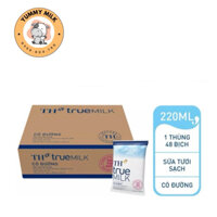 Thùng sữa bịch TH True Milk Nguyên Chất/ Ít Đường/ Có Đường bịch 220ml, 1 thùng 48 bịch