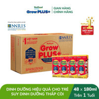 Thùng Sữa bột pha sẵn Nutifood Grow Plus đỏ cho trẻ suy dinh dưỡng thấp còi 110ml x 48hộp