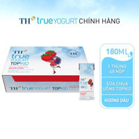 Thùng sữa chua uống tiệt trùng TH true Yogurt Top kid hương cam , dâu 48 hộp x 180ml