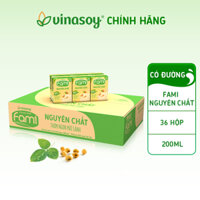 Thùng sữa đậu nành Fami Nguyên chất có đường (36 hộp x 200ml)