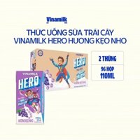 💜Thùng Sữa Nho Hero 48 Hộp 110ml, Sữa Trái Cây Vị Kẹo Nho Vinamilk Chính Hãng💜