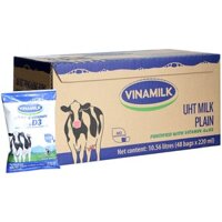 Thùng sữa tiệt trùng Vinamilk Không đường bịch 220ml (48 bịch)