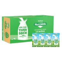 Thùng Sữa tươi sạch tiệt trùng Nutimilk, có đường, 110ml (lốc 4 hộp)