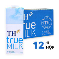 Thùng sữa tươi tiệt trùng ít đường TH True Milk 1L (12 Hộp)