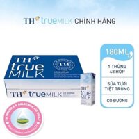 Thùng Sữa tươi tiệt trùng TH true milk ít đường/ có đường, dâu, socola hộp 180ml - Shop Siêu thị lan chi