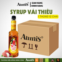 Thùng Syrup Siro Vải Aumis Làm Trà Trái Cây, Trà Sữa Chai 750ml
