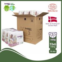 Thùng Tã Dán 100% Hữu Cơ Bambo Nature - Nhập Khẩu Đan Mạch - 4-9kg - Size M - 6 Gói - 33 miếng