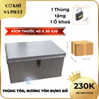 Thùng thiếc, rương tôn, thùng tôn đựng đồ đa năng có khóa KT 40 x 30 x 20 cm