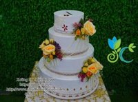 Thùng Tiền bánh kem kết hoa hồng vàng - Mã: TT-046