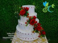 Thùng tiền bánh kem tròn kết hoa hồng - Mã: TT - 0045