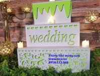 Thùng tiền mừng cưới bánh kem 3 tầng vuông, màu trắng xanh cốm - Mã: TT-0011