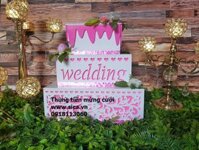 Thùng tiền mừng cưới bánh kem 3 tầng vuông, màu hồng - Mã: TT-0012