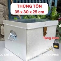 Thùng tôn đựng đồ dùng gia đình, kích thước 35x30x25cm, thùng nhỏ đựng đồ tặng kèm ổ khóa