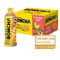 Thùng trà mật ong Boncha vị oolong đào chai 450ml (24 Chai)
