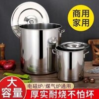 Thùng Tròn Inox Thương Mại Có Nắp Nồi Canh Thùng Dầu Gia Dụng Dày Thùng Nước Dung Tích Lớn Thùng Canh Thùng Canh Treo