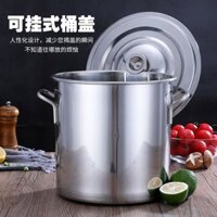 Thùng Tròn Inox Thương Mại Có Nắp Nồi Canh Thùng Dầu Gia Dụng Dày Thùng Nước Dung Tích Lớn Thùng Canh Thùng Canh Treo