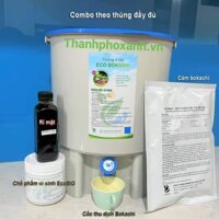 Thùng ủ rác yếm khí Eco bokashi công nghệ Nhật được tặng kèm cám ecobokashi,men gốc,rỉ mật,hướng dẫn