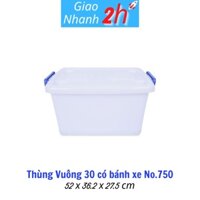 Thùng vuông 30 lít có bánh xe nhựa DUY TÂN No.750, Kích thước 52 x 36.2 x 27.5 cm, Nhựa PP, 5 Cái/Kiện