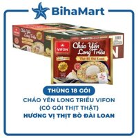 [THÙNG18GÓI]-VIFON- Cháo yến Long Triều (có thịt thật) hương vị Thịt bò Đài Loan, Cháo thịt bò Đài Loan Vifon (120g/gói)