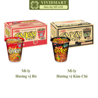 [THÙNG24LY] - ACECOOK - Mì ly Caykay 2 vị: KayCay hương vị bò và Kaykay hương vị kim chi (Cay Kay Kay Cay Cay) (64-66g)