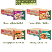 THÙNG30GÓI-VIFON- Bún Vifon 4 vị: Bún riêu cua (có cua thật), Bún tôm, Bún giò heo, Bún bò Huế, Bún ăn liền (65-80g/gói)