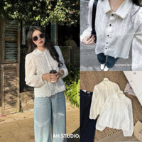 Thu.NStore- ÁO SƠMI CỔ SEN PHỐI REN TIỂU THƯ