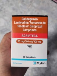 Thuốc Acriptega (Dolutegravir 50mg, Lamivudine 300mg, Tenofovir disoproxil 300mg) Mylan điều trị nhiễm virus HIV (30 viên)