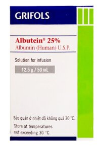 Thuốc albumin Albutein 25% Grifols Biologicals Inc điều trị sốc giảm thể tích (50ml)