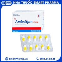 Thuốc Amlodipin 5mg điều trị tăng huyết áp, đau thắt ngực (3 vỉ x 10 viên)