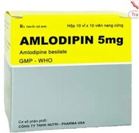 Thuốc Amlodipin 5mg Vidipha điều trị tăng huyết áp, đau thắt ngực (10 vỉ x 10 viên)